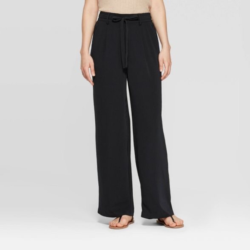 Women's Regular Fit Tie Waist Wide Leg Pants